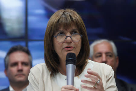 Argentina's Security Minister Patricia Bullrich announces during a news conference that around 400 kilos of cocaine have been found at the Russian embassy annex building in Buenos Aires, Argentina February 22, 2018. REUTERS/Martin Acosta