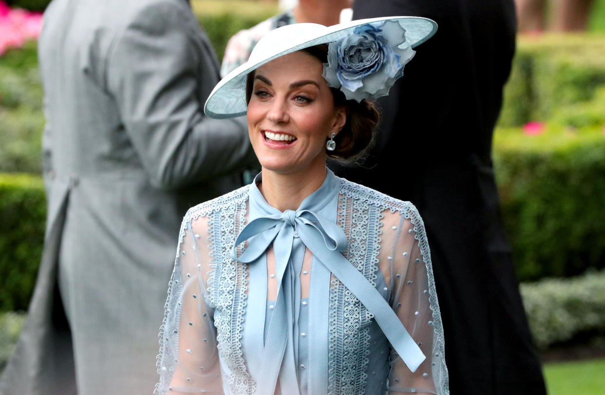The Duchess of Cambridge chose a sheer Elie Saab ensemble for day one of Royal Ascot 2019 [Photo: Getty]