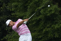 Xander Schauffele tees off on the 14th hole during the third round of the Masters golf tournament on Saturday, April 10, 2021, in Augusta, Ga. (AP Photo/Charlie Riedel)