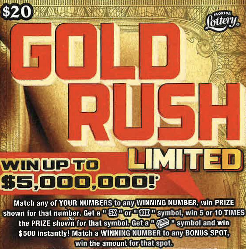 The Florida Lottery's Gold Rush Limited scratch-off game produced two $1 million prize winners from Duval and Clay counties this month.