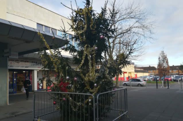 A small business owner has defended a sad Christmas tree outside their UK cafe by community volunteers, after keyboard warriors called the donated decorations 'embarrassing'. Source: The News