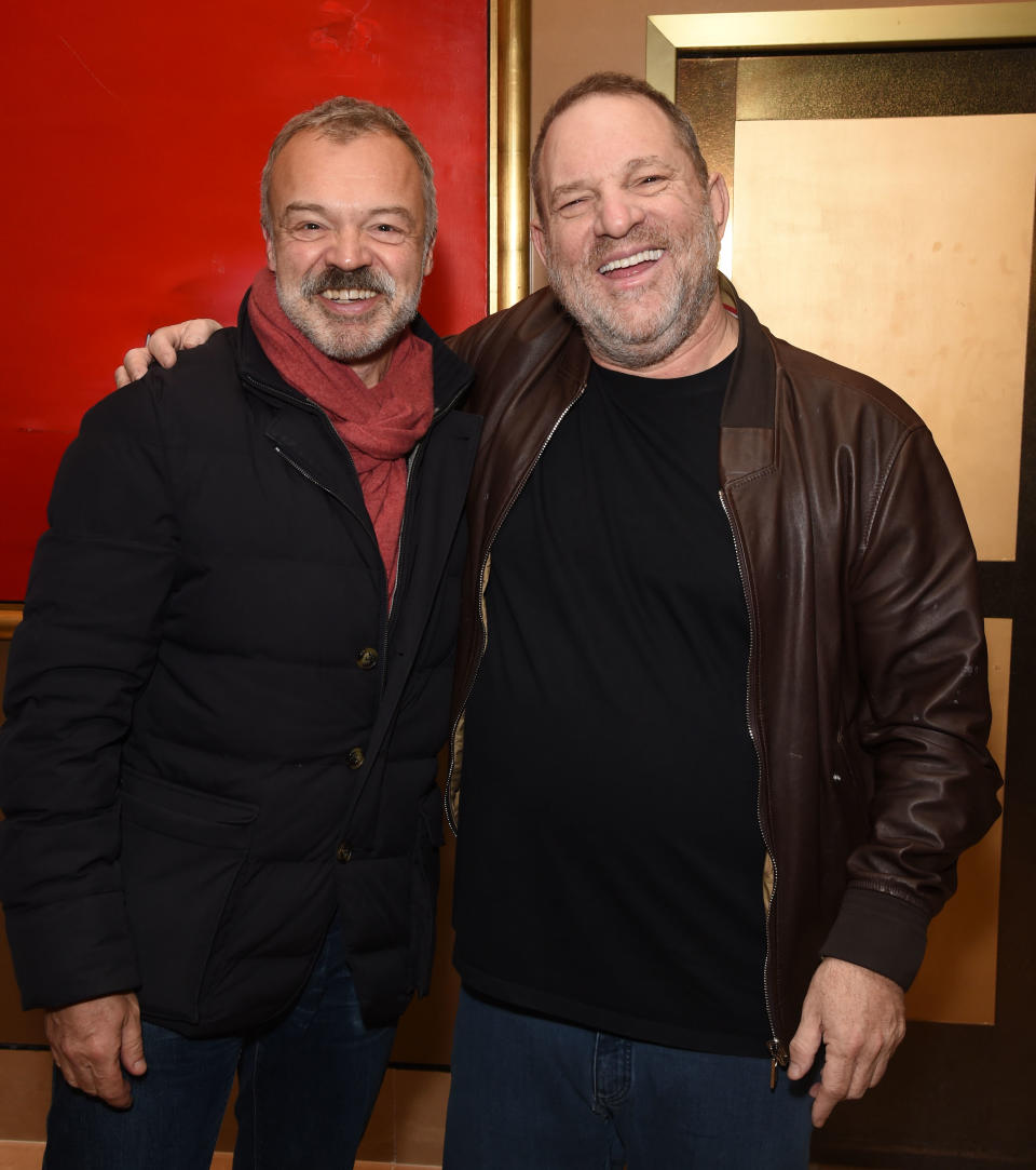 LONDON, ENGLAND - DECEMBER 06:  Graham Norton and Harvey Weinstein attend a special advance screening of 