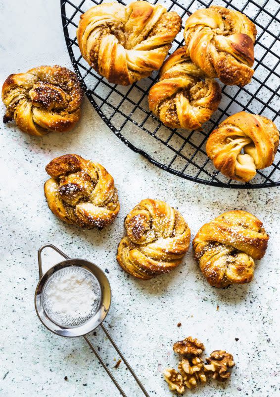 <p>Pies and Tacos</p><p>These cardamom walnut pastries are flaky little treats to fancy up your tea time. You can use store-bought puff pastry, but here I provide you with a recipe and instructions to make it from scratch. The filling is everything that's decadent in this world.</p><p><strong>Get the recipe: <a href="https://www.piesandtacos.com/walnut-cardamom-pastries/" rel="nofollow noopener" target="_blank" data-ylk="slk:Cardamom Walnut Pastries;elm:context_link;itc:0;sec:content-canvas" class="link "><em>Cardamom Walnut Pastries</em></a></strong></p>