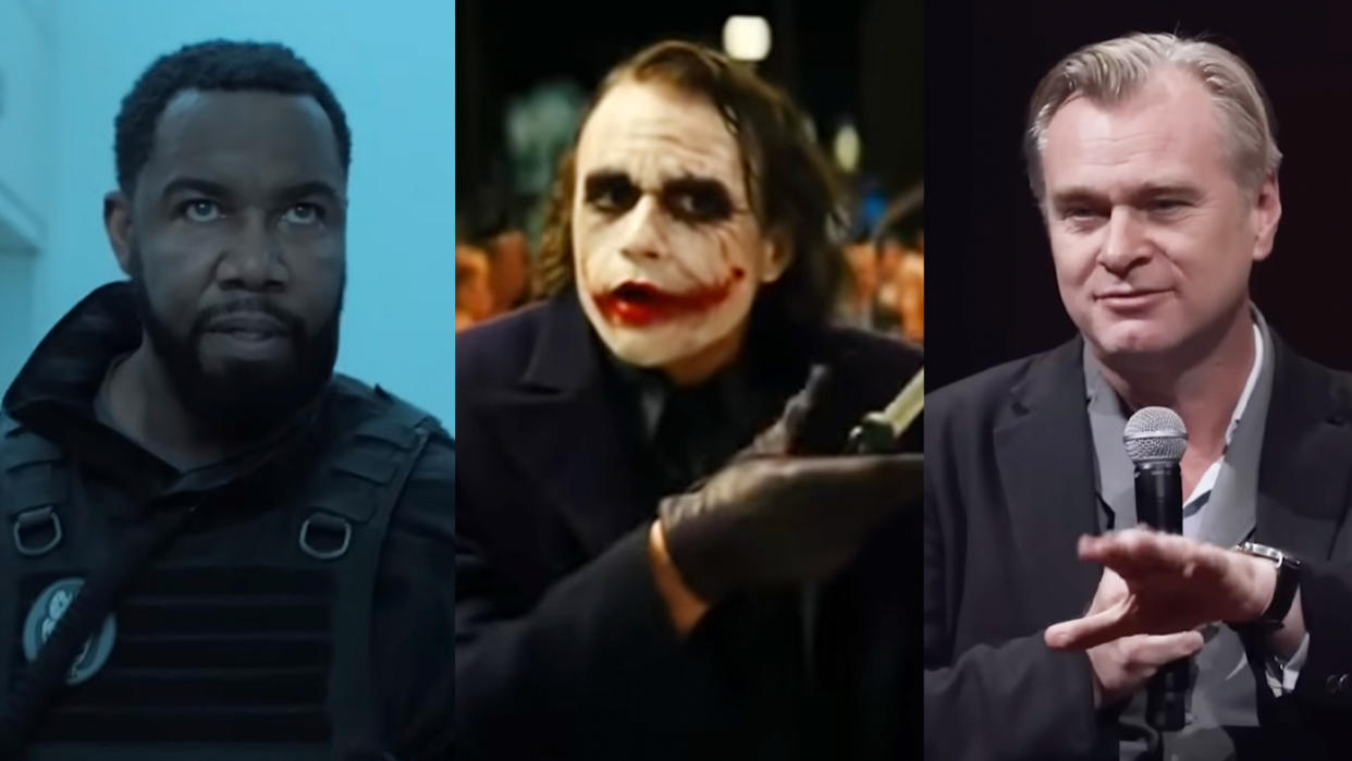  White starring in One More Shot (2024), Ledger as the Joker in the Dark Knight (2008), Nolan moderating a Showtime panel for The Curse (2024). 