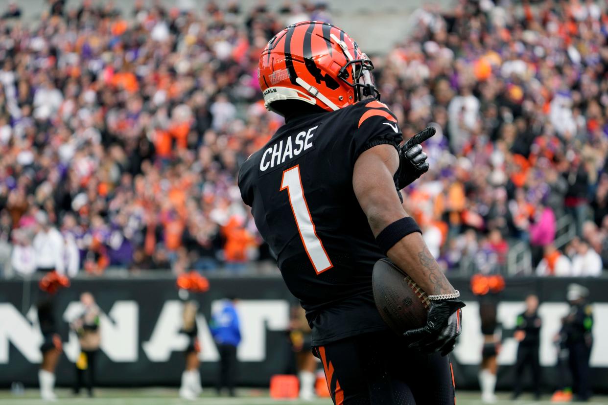 Bengals wide receiver Ja'Marr Chase injured his shoulder against the Minnesota Vikings and it forced him to miss the game against the Pittsburgh Steelers. His status for the Kansas City Chiefs Sunday is still in question.