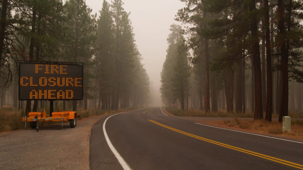 Road closed due to wildfire