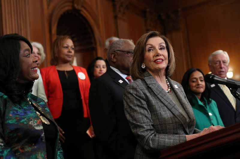 U.S. House Speaker Nancy Pelosi (D-CA) speaks at a news conference on Capitol Hill in Washington