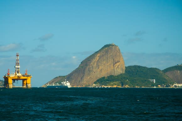 An offshore oil platform in Brazil.