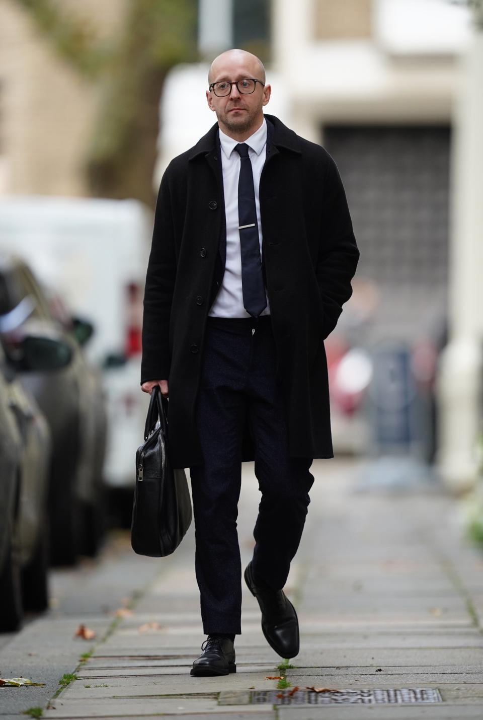 Former Downing Street director of communications Lee Cain leaves after giving a statement to the UK Covid-19 Inquiry at Dorland House in London (James Manning/PA Wire)