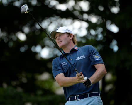 Jul 23, 2016; Oakville, Ontario, CAN; Brandt Snedeker (USA) tees off the eleventh hole during the third round of the RBC Canadian Open golf tournament at Glen Abbey Golf Club. Mandatory Credit: Eric Bolte-USA TODAY Sports