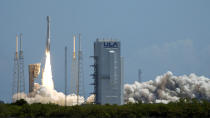 Boeing's Starliner capsule atop an Atlas V rocket lifts off from Space Launch Complex 41 at the Cape Canaveral Space Force Station on a mission to the International Space Station, Wednesday, June 5, 2024, in Cape Canaveral, Fla. (AP Photo/John Raoux)