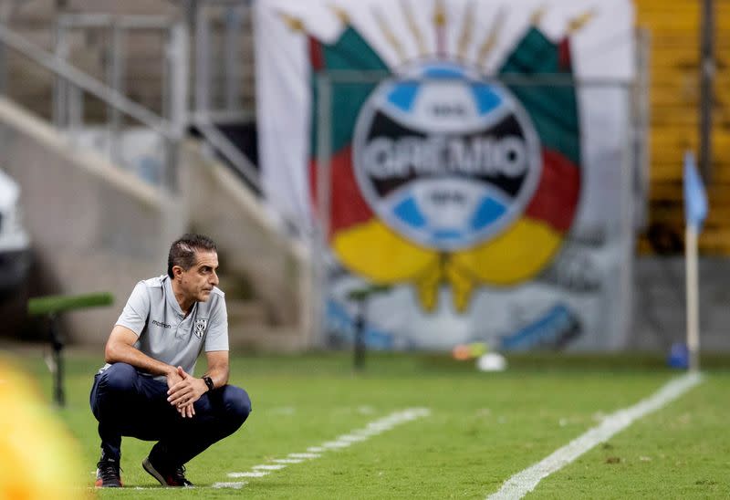 El entrenador de Independiente del Valle, Renato Paiva, en Arena do Gremio, Porto Alegre, Brasil