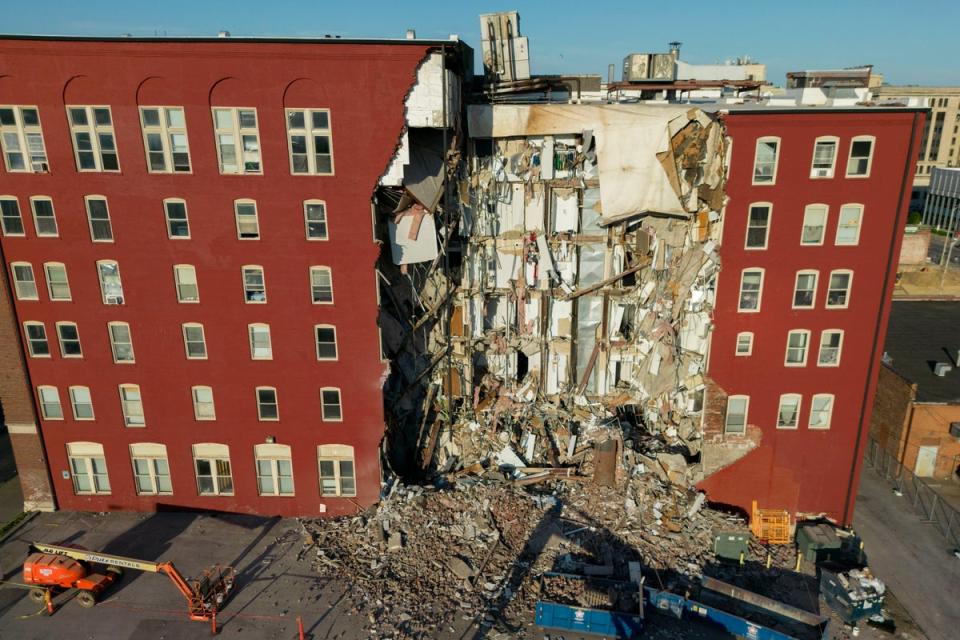 Three people are unaccounted for after a building collapsed in Davenport, Iowa, on Sunday evening. Two of them are believed to be trapped under debris (Copyright 2023 The Associated Press. All rights reserved.)