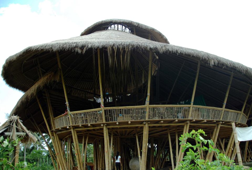 A bamboo building in an international school in Bali.