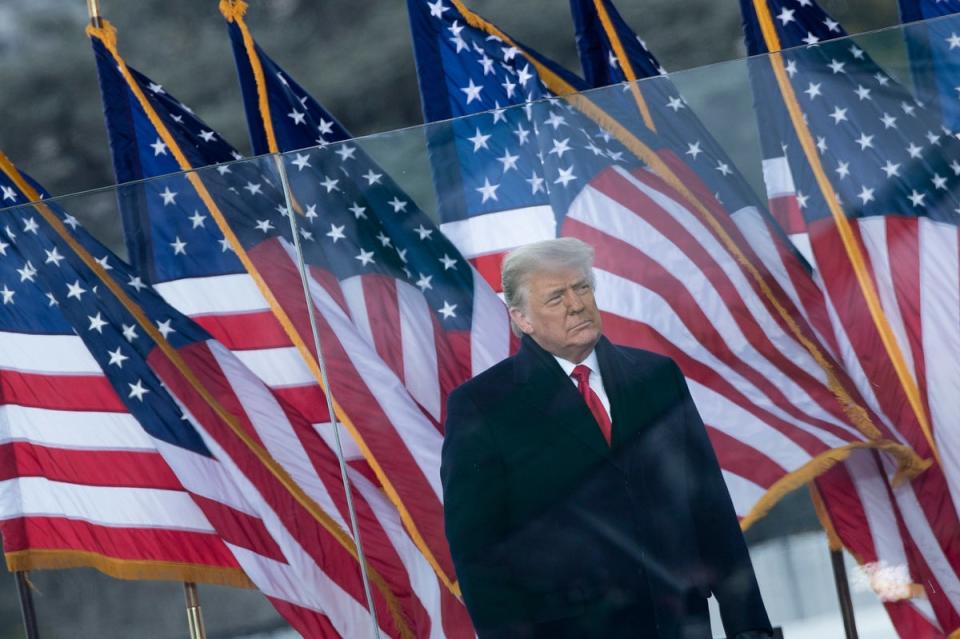 Donald Trump addressed supporters outside the US Capitol on January 6, 2021 (AFP via Getty Images)