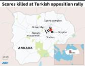 Map of Ankara locating attacks