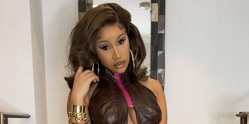 Cardi B just wore a pink metallic thong with an underboob crop top