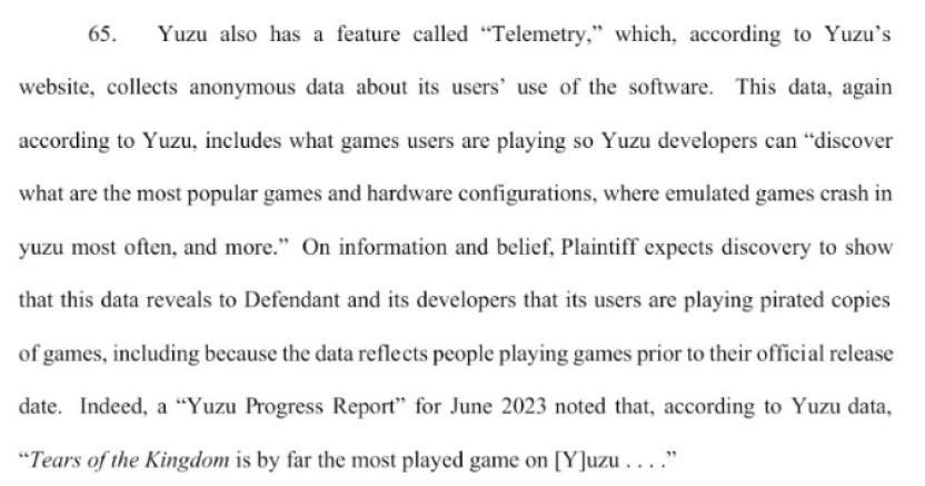 Nintendo asegura que Yuzu recopiló información de los jugadores para descubrir las tendencias, y crear informes con esta información.