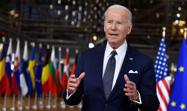 President Joe Biden, shown here arriving at a European Union summit Thursday in Brussels, has the power to close a loophole in the Violence Against Women Act, gun safety advocates say. (Photo: Geert Vanden Wijngaert/Associated Press)