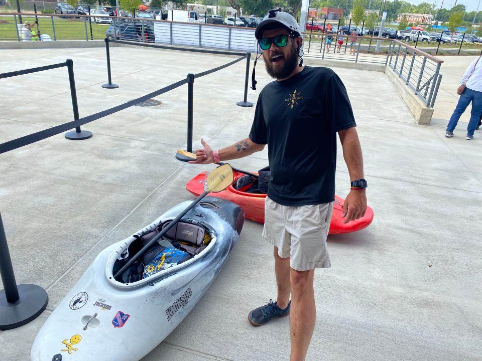 Hunter White of Winder, Georgia, came to Montgomery for Montgomery Whitewater's grand opening. He's part of the group Kayak Georgia, which had more than 30 people visiting Friday.