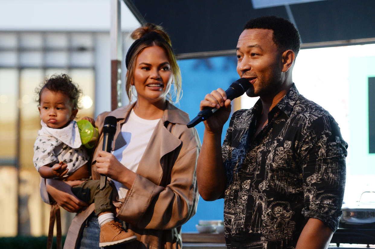 Chrissy Teigen, depicted with husband John Legend and their son Miles, is celebrating the boy's second birthday. (Photo: Amanda Edwards/WireImage)