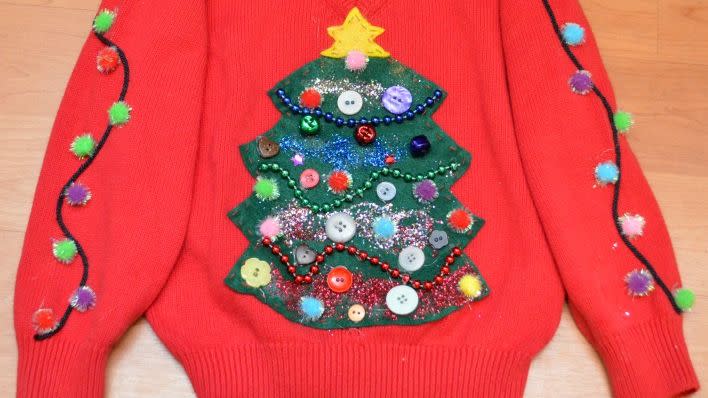 diy ugly christmas sweater ideas tree with buttons