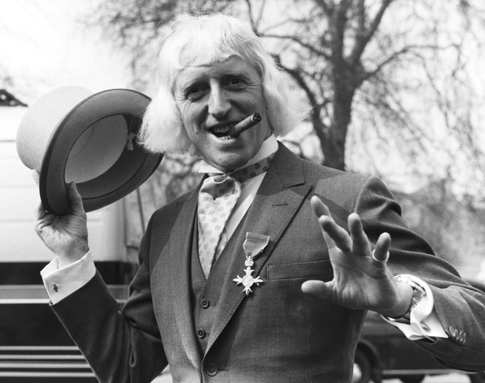 (Original Caption) English broadcaster and charity worker Jimmy Savile. (Photo by © Hulton-Deutsch Collection/CORBIS/Corbis via Getty Images)