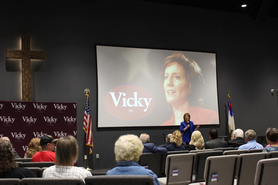 U.S. Rep. Vicky Hartzler speaks at Life360 Chesterfield Church in Springfield on May 27, 2022. Hartzler's U.S. Senate campaign held a "Faith and Freedom Summit" event featuring evangelical author David Barton.