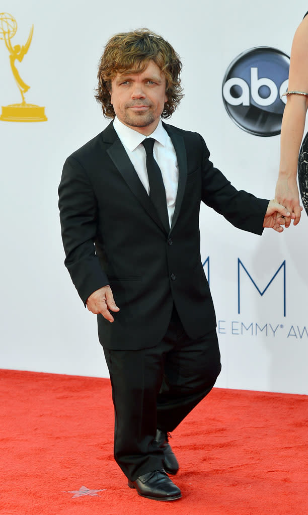 Peter Dinklage arrives at the 64th Primetime Emmy Awards at the Nokia Theatre in Los Angeles on September 23, 2012.