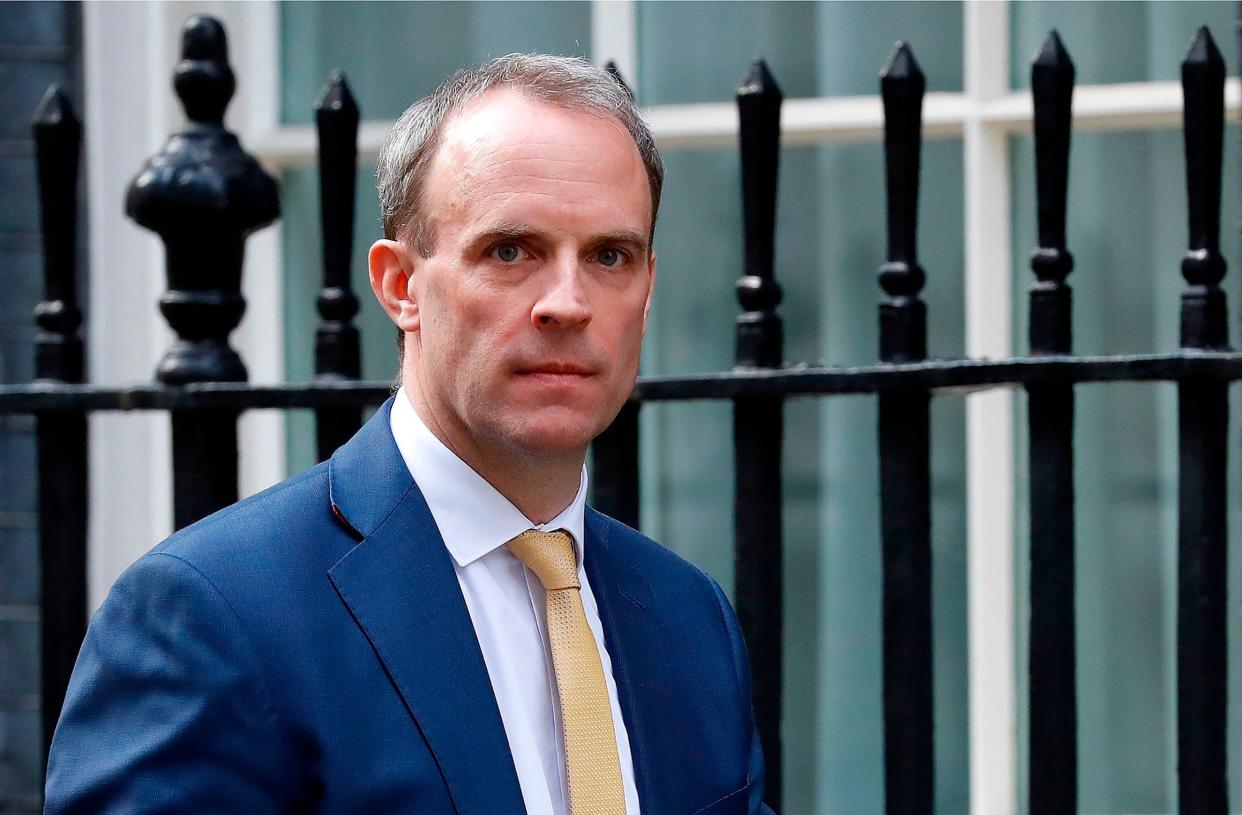 Foreign Secretary Dominic Raab arrives at 10 Downing Street: AFP via Getty Images