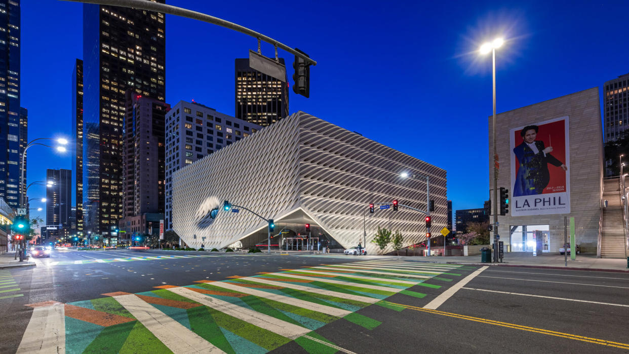 LOS ANGELES, CALIFORNIA - JAN 23rd, 2018: The Broad Museum showcased an installation by Carlos Cruz-Diez between September 2017 and January 2018 in Downtown LA.
