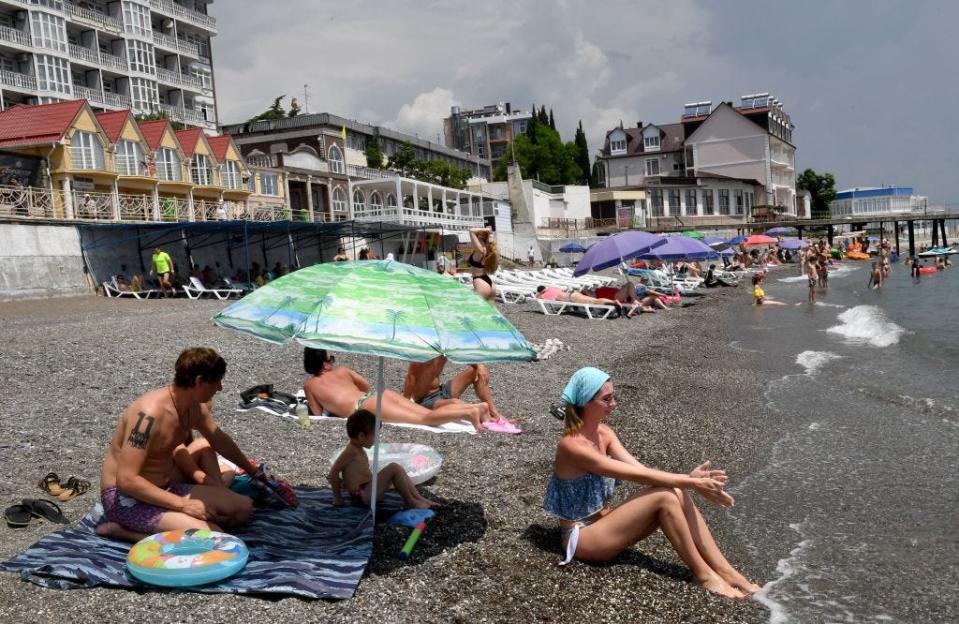 People on a beach in Crimea.