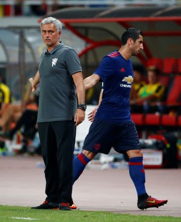 Football Soccer - Borussia Dortmund v Manchester United - International Champions Cup - Shanghai Stadium, Shanghai, China - 22/7/16 Manchester United manager Jose Mourinho with Henrikh Mkhitaryan Action Images via Reuters / Thomas Peter