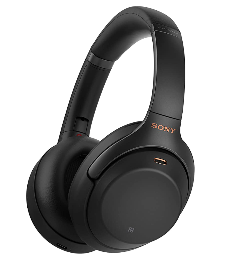 black Sony noise cancelling headphones 