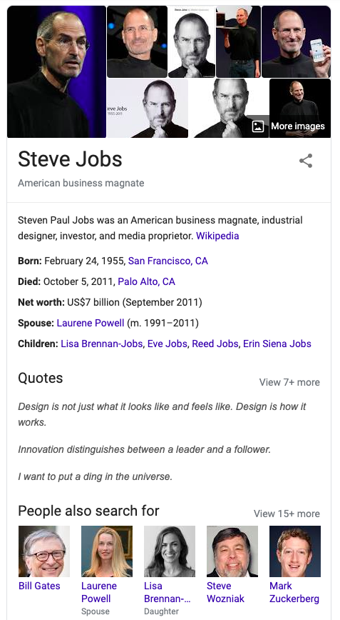 steve jobs knowledge graph