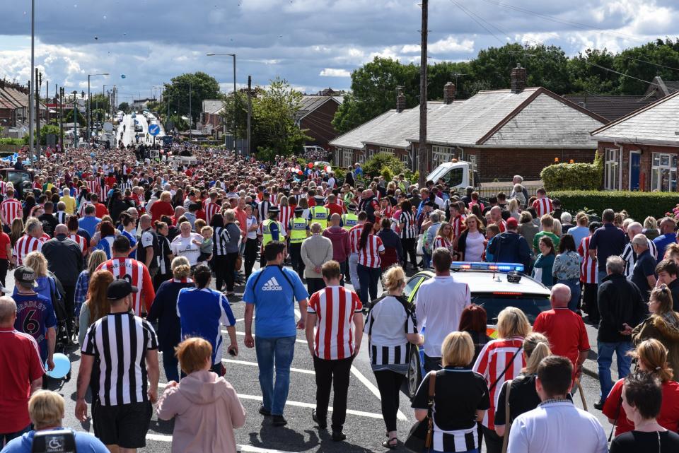 <p>Mourners line the streets ahead of the funeral of Bradley Lowery (SWNS) </p>