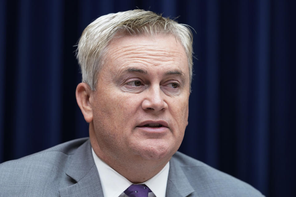 Rep. James Comer, R-Ky., asks a question during a House Oversight Committee hearing, Wednesday, Dec. 14, 2022, on Capitol Hill in Washington. (AP Photo/Mariam Zuhaib)