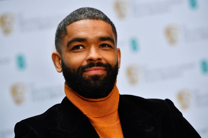 British actor Kingsley Ben-Adir smiles as he celebrates being nominated for the 2021 Rising Star Award in London