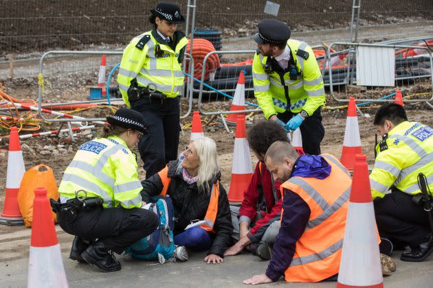 Insulate Britain climate activists pictured glued onto a slip road from the M25 (Photo: Mark Kerrison via Getty Images)