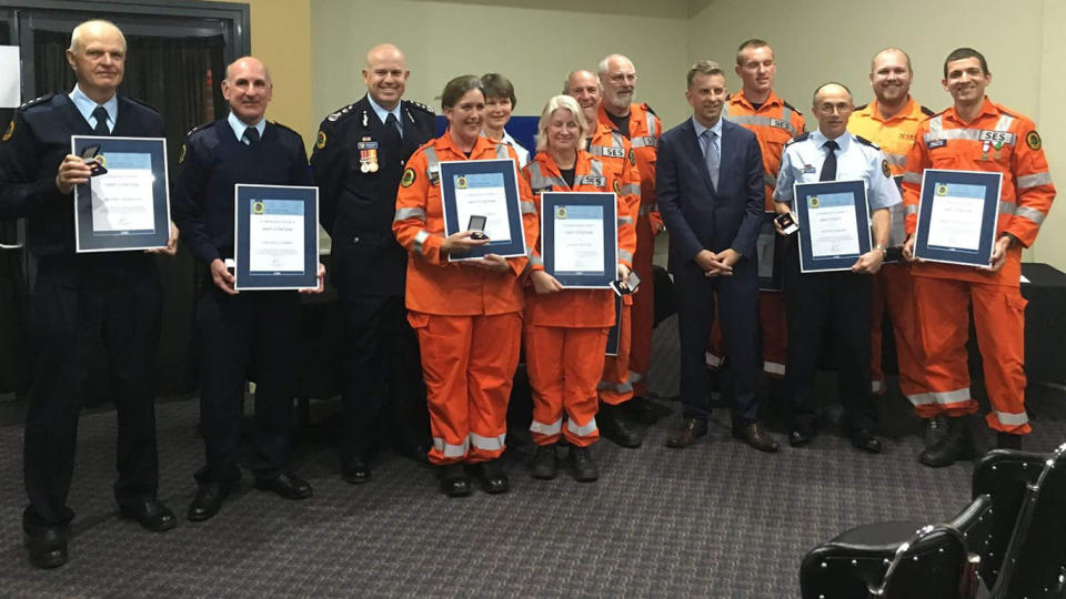 The SES Moruya unit was awarded a Commissioner’s Certificate for the Bendethera rescue. Source: Supplied