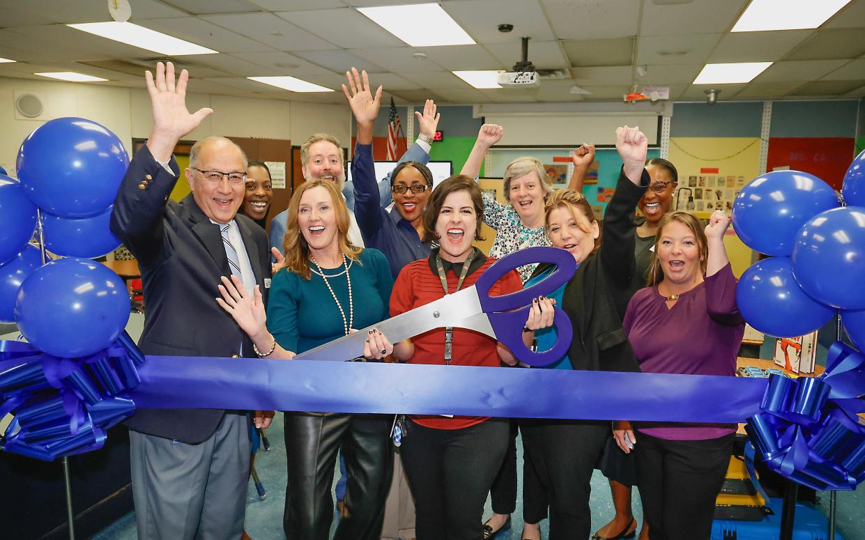 Lakewood Park Elementary, the School District of St. Lucie County, the Education Foundation of St Lucie County and Florida Power & Light Company (FPL) employees cheered during a STEM Classroom Makeover reveal on Thursday, April 4 in Fort Pierce.