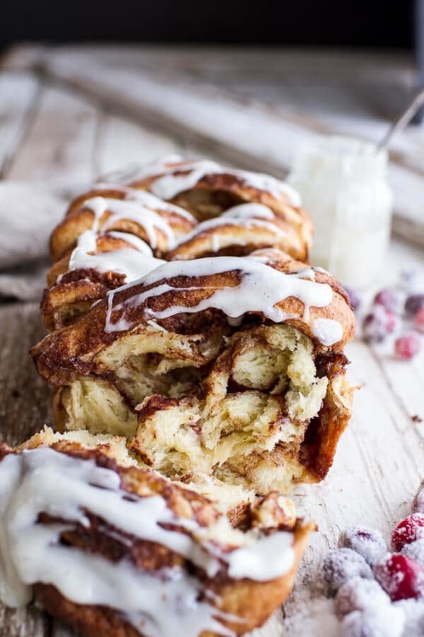 <strong>Get the <a href="https://www.halfbakedharvest.com/overnight-pull-apart-brioche-cinnamon-roll-bread/" target="_blank" rel="noopener noreferrer">Overnight Pull-Apart Brioche Cinnamon Roll Bread</a> recipe from Half Baked Harvest.</strong>