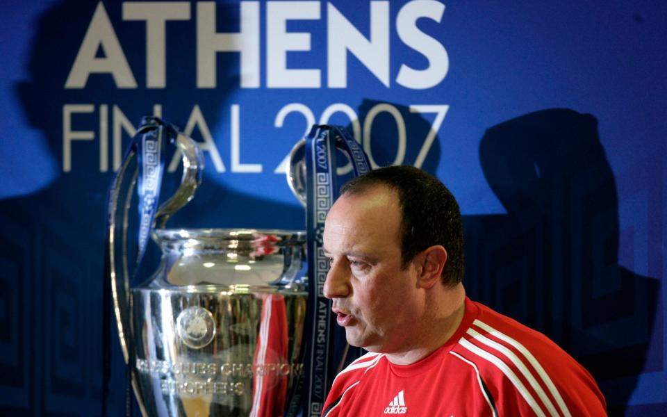 Liverpool's coach Rafael Benitez arrives for a news conference for the upcoming Champions League final at the Olympic Stadium in Athens. - Reuters