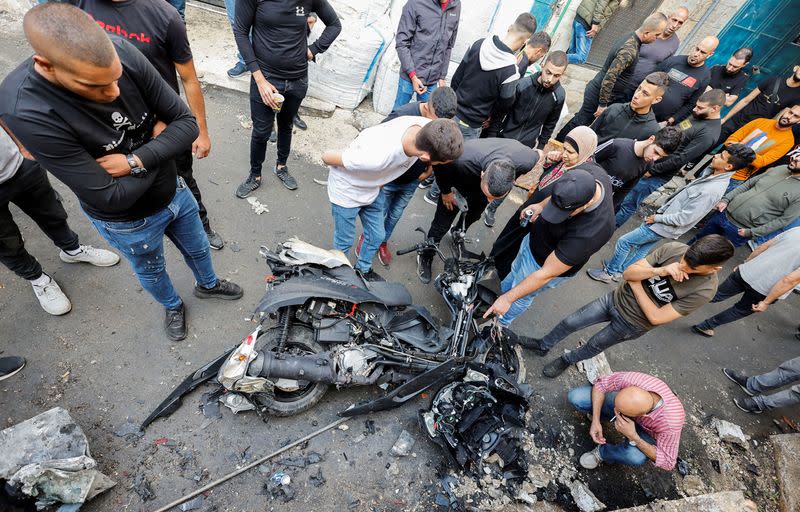 Scene of killing of Palestinian Den of Lions member Tamer Kilani, in Nablus