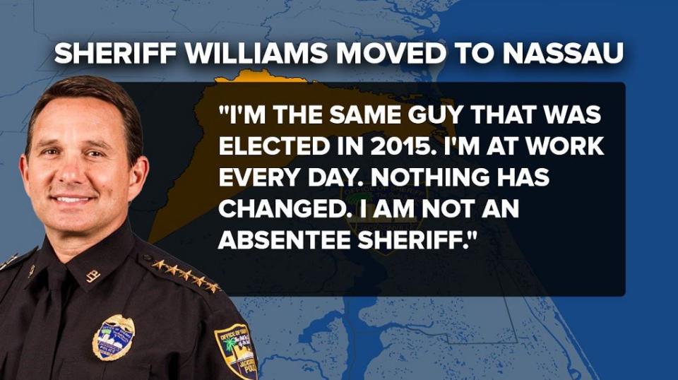 Jacksonville Sheriff Mike Williams confirms he has moved to Nassau County.