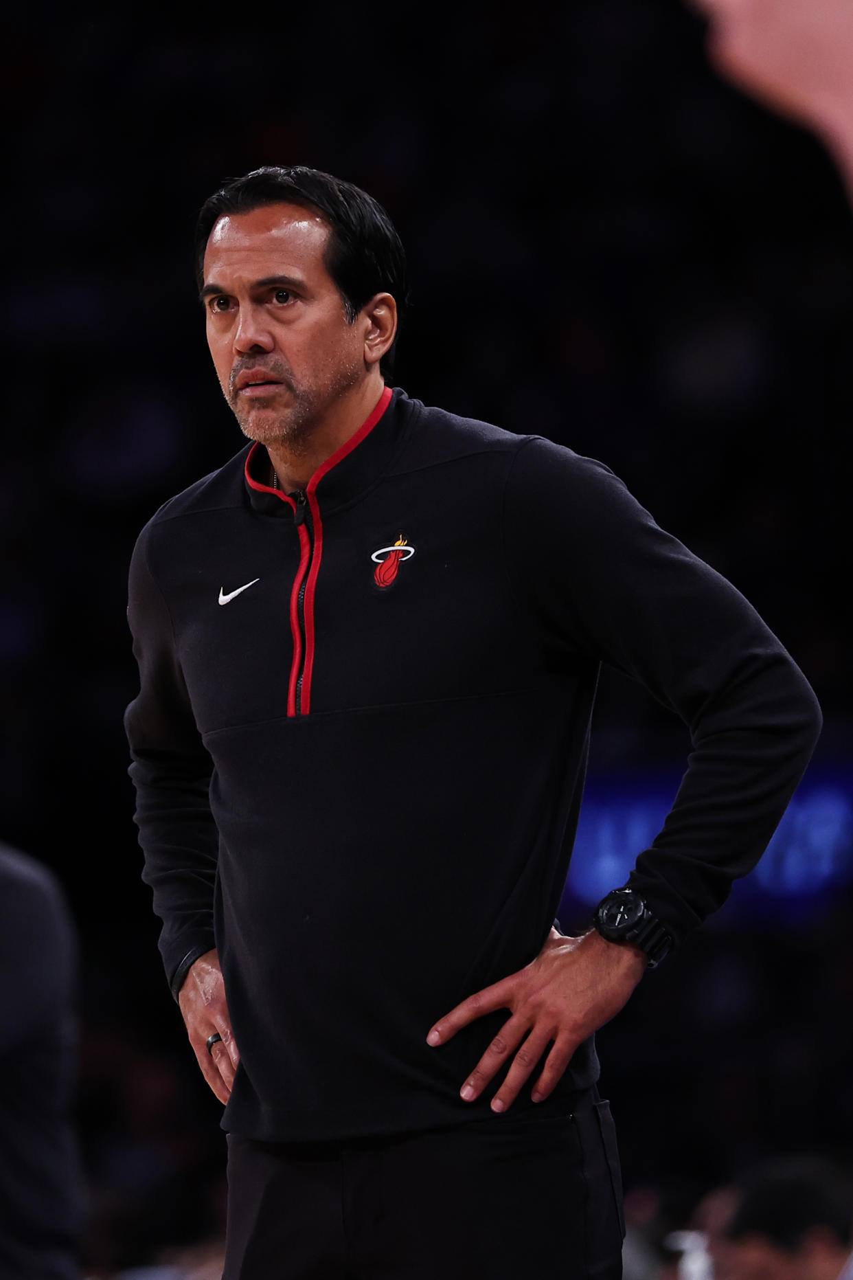 Miami Heat head coach Erik Spoelstra could pull off the greatest single-season coaching job if he can lead a No. 8 seed past both No. 1 seeds en route to a title. (Dustin Satloff/Getty Images)