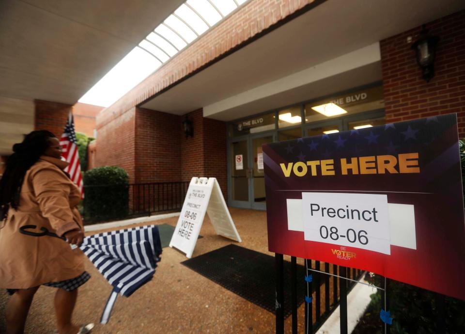 A voter can be seen heading inside of Mississippi Boulevard Christian Church in Memphis Tenn., on Thursday, October, 05, 2023.