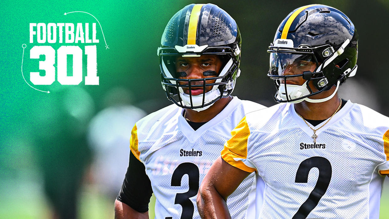 The Pittsburgh Steelers have a decision to make this August with quarterbacks Russell Wilson & Justin Fields both in the fold this year. (Photo by Joe Sargent/Getty Images)