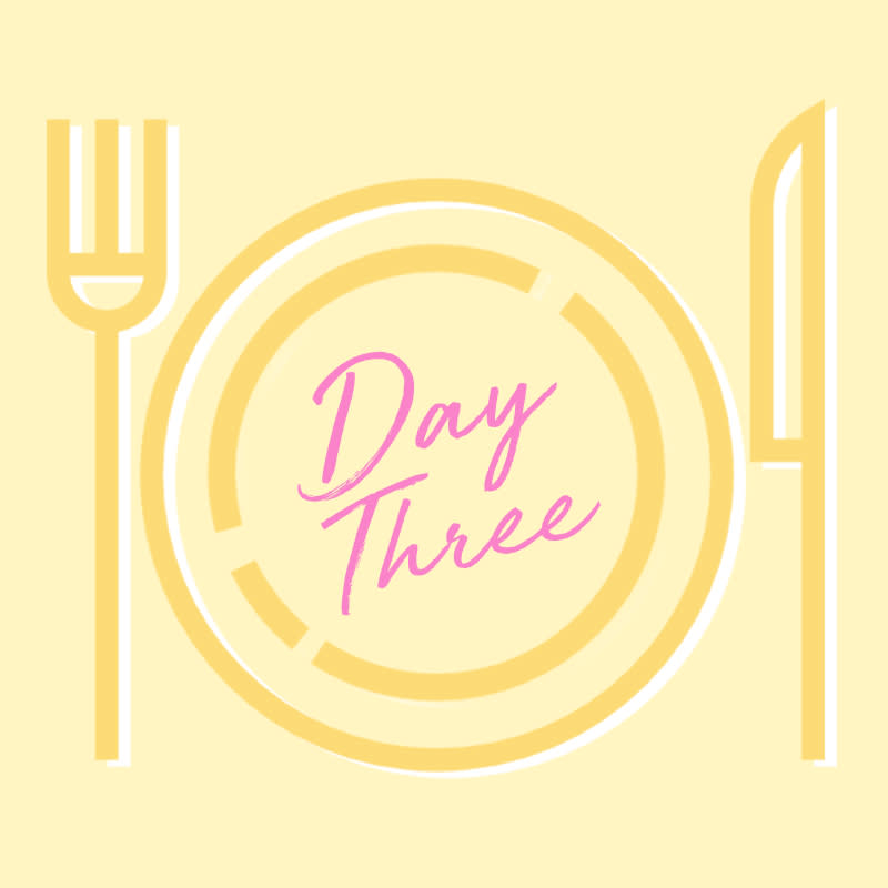 <h2>Day Three</h2> <p>Upon arriving at work I discovered that I had, once again, forgotten a snack because I am a scatterbrained human. I put off eating lunch as late as I could to try and trick my stomach.</p> <p>I still got hungry, and vowed to not make the same mistake the next day.</p> <p>Pasta sauce and zoodles were my companions again that night.</p>