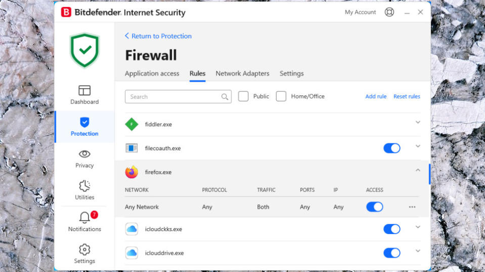 Bitdefender Internet Security Firewall rules